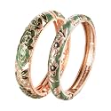 UJOY Cloisonne Bangle Colorful Enamel Filigree Rose Flower Hollowed Crystal Bracelet for Women Gifts 88A09
