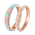 UJOY Cloisonne Bangles Gorgeous National Floral Panda Set Enameled Plated Handcrafted Bracelets Jewelry Gifts 55C43
