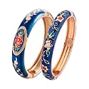 UJOY Cloisonne Bangles Gorgeous National Floral Panda Set Enameled Plated Handcrafted Bracelets Jewelry Gifts 55C43