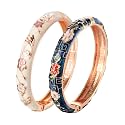 UJOY Cloisonne Bracelet Butterfly Hinge Indian Cuff Bangle Enameled Jewelry Flower Bracelets for Women Gift Box 55A114