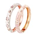 UJOY Cloisonne Bracelet Butterfly Hinge Indian Cuff Bangle Enameled Jewelry Flower Bracelets for Women Gift Box 55A114