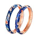 UJOY Cloisonne Bracelet Butterfly Hinge Indian Cuff Bangle Enameled Jewelry Flower Bracelets for Women Gift Box 55A114
