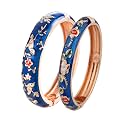 UJOY Colors Handcraft Jewelry Cloisonne Bracelet Enamel Bird Spring Hinged Womens Bangles Gifts Box 55C49