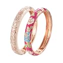 UJOY Fashion Cloisonne Bracelets Set Plated Enameled Jewelry Spring Hinged Metal Cuff Bangles Gift Box Packed