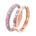UJOY Fashion Cloisonne Bracelets Set Plated Enameled Jewelry Spring Hinged Metal Cuff Bangles Gift Box Packed