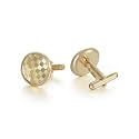 UJOY Men's Cufflinks - Gold Plated, Chessboard Design, Round Shape, Suitable for Business Wedding Dinner Formal Dress, with Gift Box
