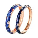 UJOY Handcrafted Cloisonne Bangle Bracelets Butterfly Enamel Metal Handcuff Jewelry Set Box Gift for Women 55A108-55B30