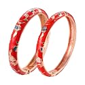 UJOY Handcrafted Cloisonne Bangle Bracelets Butterfly Enamel Metal Handcuff Jewelry Set Box Gift for Women 55A108-55B30