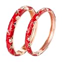 UJOY Handcrafted Cloisonne Bangle Bracelets Butterfly Enamel Metal Handcuff Jewelry Set Box Gift for Women 55A108-55B30