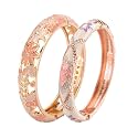 UJOY Vintage Jewelry Cloisonne Handcrafted Enameled Gorgeous Rhinestone Hinged Cuff Bracelet Bangles Gifts 88A