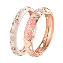 UJOY Vintage Jewelry Cloisonne Handcrafted Enameled Butterfly Flower Gorgeous Rhinestone Hinged Cuff Bracelet Bangles Gifts 88A09