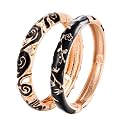 UJOY Vintage Jewelry Cloisonne Handcrafted Enameled Butterfly Flower Gorgeous Rhinestone Hinged Cuff Bracelet Bangles Gifts 88A09