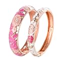 UJOY Vintage Jewelry Cloisonne Handcrafted Enameled Gorgeous Rhinestone Hinged Cuff Bracelet Bangles Gifts 88A