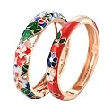 UJOY Vintage Jewelry Cloisonne Handcrafted Enameled Butterfly Flower Gorgeous Rhinestone Hinged Cuff Bracelet Bangles Gifts 88A09