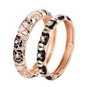 UJOY Vintage Jewelry Cloisonne Handcrafted Enameled Gorgeous Rhinestone Rose Hinged Cuff Bracelet Bangles Gifts 88A10