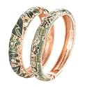 UJOY Vintage Jewelry Cloisonne Handcrafted Enameled Gorgeous Rhinestone Rose Hinged Cuff Bracelet Bangles Gifts 88A10
