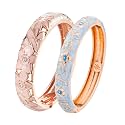 UJOY Vintage Jewelry Cloisonne Handcrafted Enameled Gorgeous Rhinestone Hinged Cuff Bracelet Bangles Gifts 88A