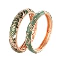 UJOY Vintage Jewelry Cloisonne Handcrafted Enameled Gorgeous Rhinestone Hinged Cuff Bracelet Bangles Gifts 88A