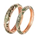 UJOY Vintage Jewelry Cloisonne Handcrafted Enameled Gorgeous Rhinestone Rose Hinged Cuff Bracelet Bangles Gifts 88A10