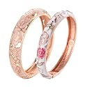 UJOY Vintage Jewelry Cloisonne Handcrafted Enameled Gorgeous Rhinestone Rose Hinged Cuff Bracelet Bangles Gifts 88A10