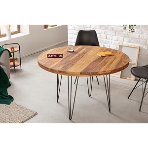 uk furniture beautiful round wooden dining table 4 seater with vintage finish ideal for outdoor indoor brown colour