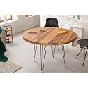 UK FURNITURE Beautiful Round Wooden Dining Table 4 Seater with Vintage Finish Ideal for Outdoor Indoor Brown Colour