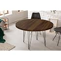 UK FURNITURE Beautiful Round Wooden Dining Table 4 Seater with Vintage Finish Ideal for Outdoor Indoor Walnut Colour
