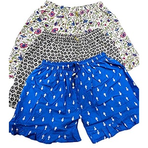 Ukal Rayon Printed Frill Shorts for Women