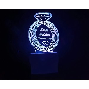 ukani 3d happy wedding anniversary acrylic night lamp for homebedroomgift size 3 inch