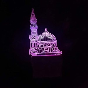 ukani 3d makkah madina design night lamp fo homegift size 3 inch multi color