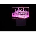 UKANI 3D Masjid Acrylic Night Lamp for Home/Bedroom/Gift (Size 3 Inch) Multi Color
