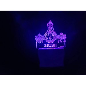 ukani 3d shree balaji design night lamp fo homegift size 3 inch multi color