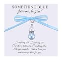 Ukodnus Something Blue Wedding Charm for Bride, Bridal Bouquet Accessory with Blue Pearl, Daughter Gift from Mom or Parents, Bridal Shower Gift, Bachelorette Party Idea