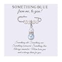 Ukodnus Something Blue Wedding Charm for Bride, Bridal Bouquet Accessory with Blue Pearl, Daughter Gift from Mom or Parents, Bridal Shower Gift, Bachelorette Party Idea