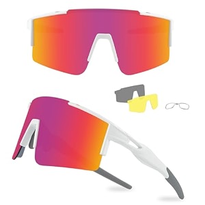 ukoly cycling sunglasses for men women with 3 interchangeable lenses polarized sports sunglasses baseball sunglasses