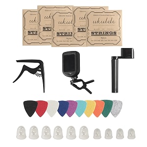 ukulele strings accessories kit nylon ukelele strings set tuner felt picks capo finger protectorsstring winder for soprano concert tenor ukulele 28pcs black