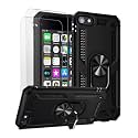 ULAK Compatible with iPod Touch 7 Case/iPod Touch 6 Case with 2 HD Screen Protectors, Hybrid Rugged Shockproof Cover with Built-in Kickstand for iPod Touch 7th/6th/5th Generation (Black)