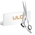 ULG Professional Hair Cutting Scissors 6.5 Inch – Japanese Stainless Steel Barber Shears for Salon & Home Haircut, Ergonomic Offset Handles with Silencer, Hand-Honed Sharp Blades, Silver
