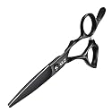 ULG Professional Hair Cutting Scissors 6.5 Inch – Japanese Stainless Steel Barber Shears for Salon &amp; Home Haircut, Ergonomic Offset Handles with Silencer, Hand-Honed Sharp Blades, Matte Black