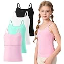 Ullnoy Girls Camisole Tank Tops Built in Bra Training Bras for Teens 6-16