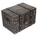 ULTECHNOVO Antique Pirate Chest Black Wood Lockable Xmas Decorative Box