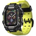 ULTIMAL Rugged Case with Band for Apple Watch 44mm,Compatible with Apple Watch Series SE 3/SE 2/SE Generation/6/5/4, Military Grade Shockproof Bumper Cover for iWatch Tactical Band Men (44mm,Fluorescent Green)