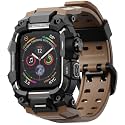 ULTIMAL Rugged Case with Band for Apple Watch 44mm,Compatible with Apple Watch Series SE 3/SE 2/SE Generation/6/5/4, Military Grade Shockproof Bumper Cover for iWatch Tactical Band Men (Coffee Brown, 44mm)