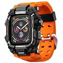 ULTIMAL Rugged Case with Band for Apple Watch 44mm,Compatible with Apple Watch Series SE 3/SE 2/SE Generation/6/5/4, Military Grade Shockproof Bumper Cover for iWatch Tactical Band Men (Orange, 44mm)