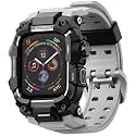 ULTIMAL Rugged Case with Band for Apple Watch 44mm,Compatible with Apple Watch Series SE 3/SE 2/SE Generation/6/5/4, Military Grade Shockproof Bumper Cover for iWatch Tactical Band Men (44mm,Grey)