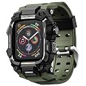ULTIMAL Rugged Case with Band for Apple Watch 44mm,Compatible with Apple Watch Series SE 3/SE 2/SE Generation/6/5/4, Military Grade Shockproof Bumper Cover for iWatch Tactical Band Men (Army Green, 44mm)
