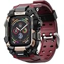 ULTIMAL Rugged Case with Band for Apple Watch 44mm,Compatible with Apple Watch Series SE 3/SE 2/SE Generation/6/5/4, Military Grade Shockproof Bumper Cover for iWatch Tactical Band Men (44mm,Red)