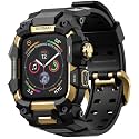 ULTIMAL Rugged Case with Band for Apple Watch 44mm,Compatible with Apple Watch Series SE 3/SE 2/SE Generation/6/5/4, Military Grade Shockproof Bumper Cover for iWatch Tactical Band Men (44mm,Gold)