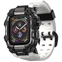 ULTIMAL Rugged Case with Band for Apple Watch 44mm,Compatible with Apple Watch Series SE 3/SE 2/SE Generation/6/5/4, Military Grade Shockproof Bumper Cover for iWatch Tactical Band Men (44mm,white)