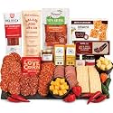 Ultimate Deluxe Hot and Spicy Charcuterie Gift Basket, Meat and Cheese Gift Basket for Men and Women, Charcuterie Food Items with Spicy Meats, Cheddar, Gouda, Hot Honey, Bacon Jam - 11 Item Bundle